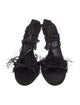 Valentino Satin Feather Trim Sandals