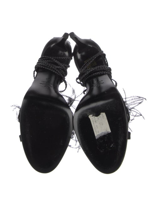 Valentino Satin Feather Trim Sandals