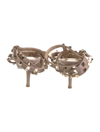 Valentino Rockstud Accents Patent Leather T-Strap Pumps