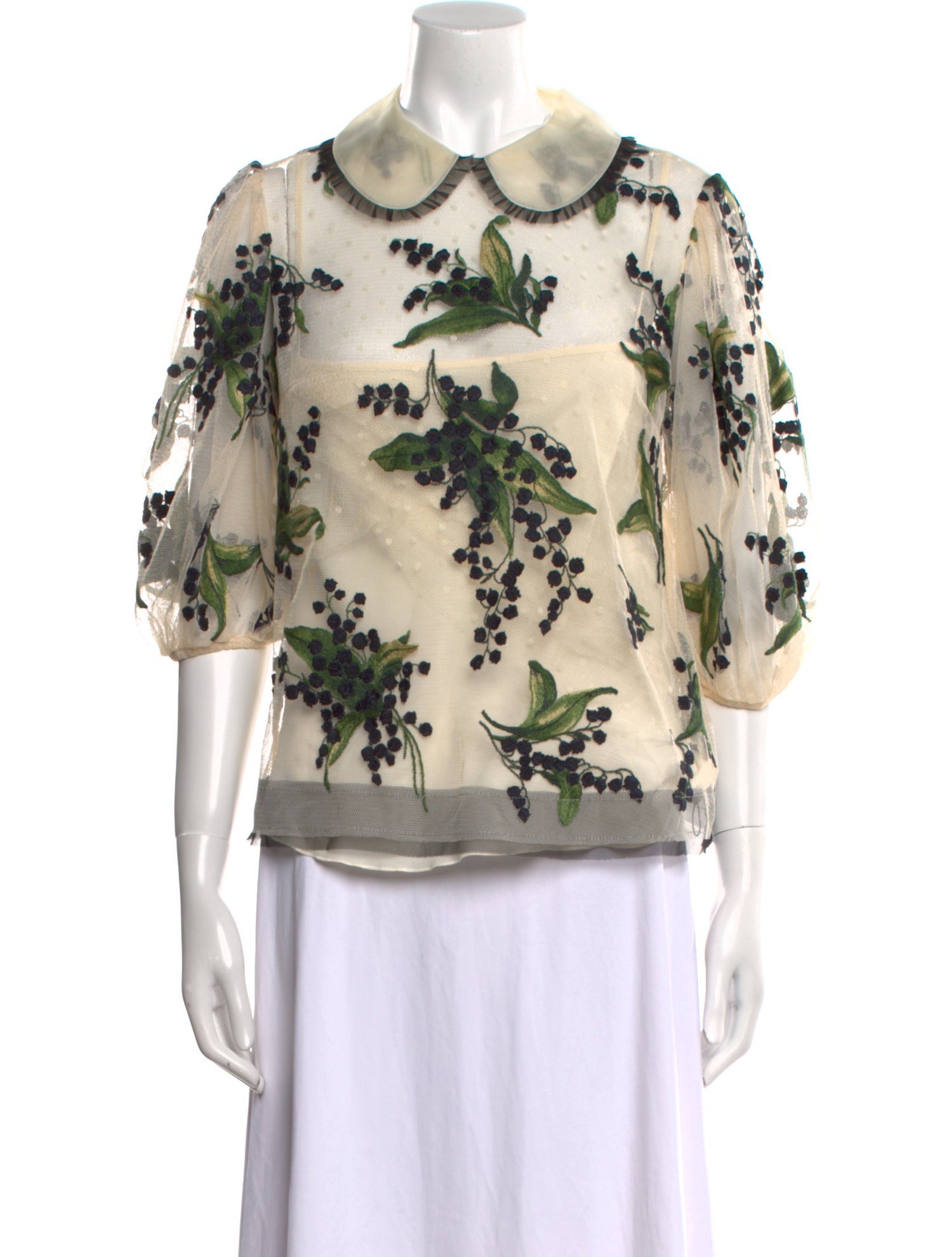 Red Valentino Floral Print Three-Quarter Sleeve Blouse w/ Tags