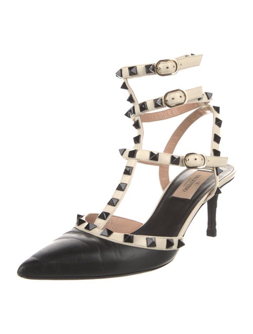 Valentino Rockstud Accents Leather T-Strap Pumps