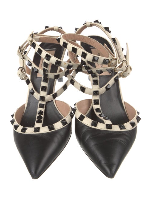 Valentino Rockstud Accents Leather T-Strap Pumps