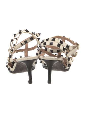 Valentino Rockstud Accents Leather T-Strap Pumps