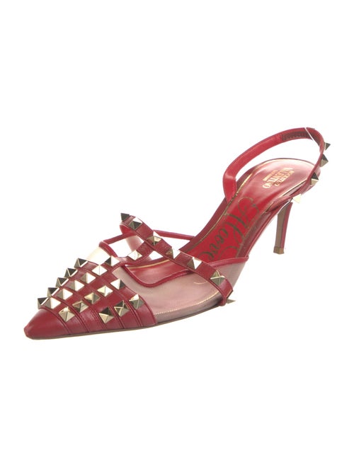 Valentino Rockstud Accents Patent Leather Slingback Pumps