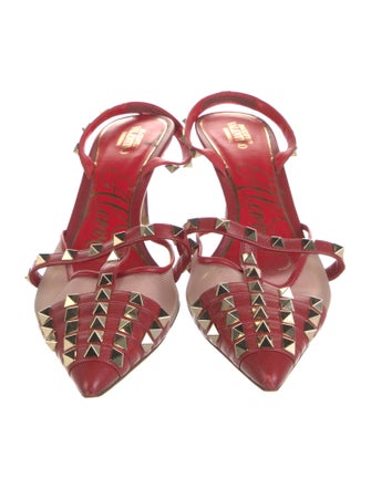 Valentino Rockstud Accents Patent Leather Slingback Pumps