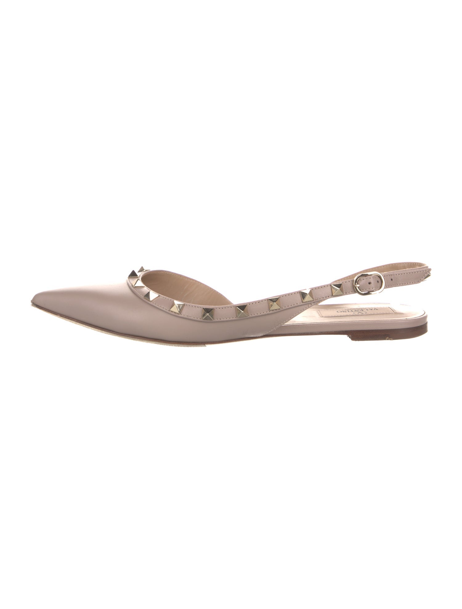 Valentino Rockstud Accents Leather Slingback Flats