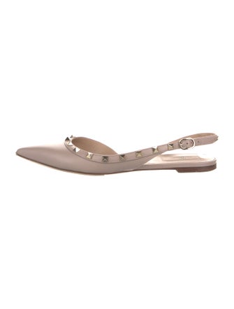 Valentino Rockstud Accents Leather Slingback Flats