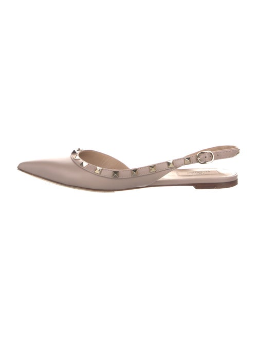 Valentino Rockstud Accents Leather Slingback Flats