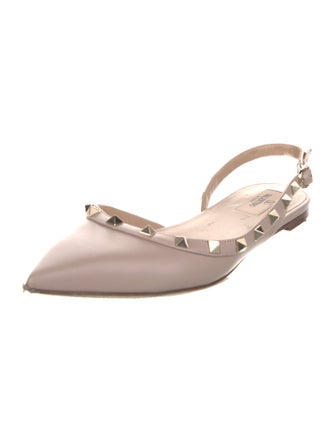Valentino Rockstud Accents Leather Slingback Flats