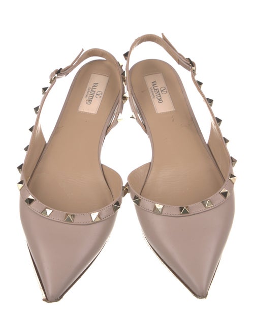 Valentino Rockstud Accents Leather Slingback Flats