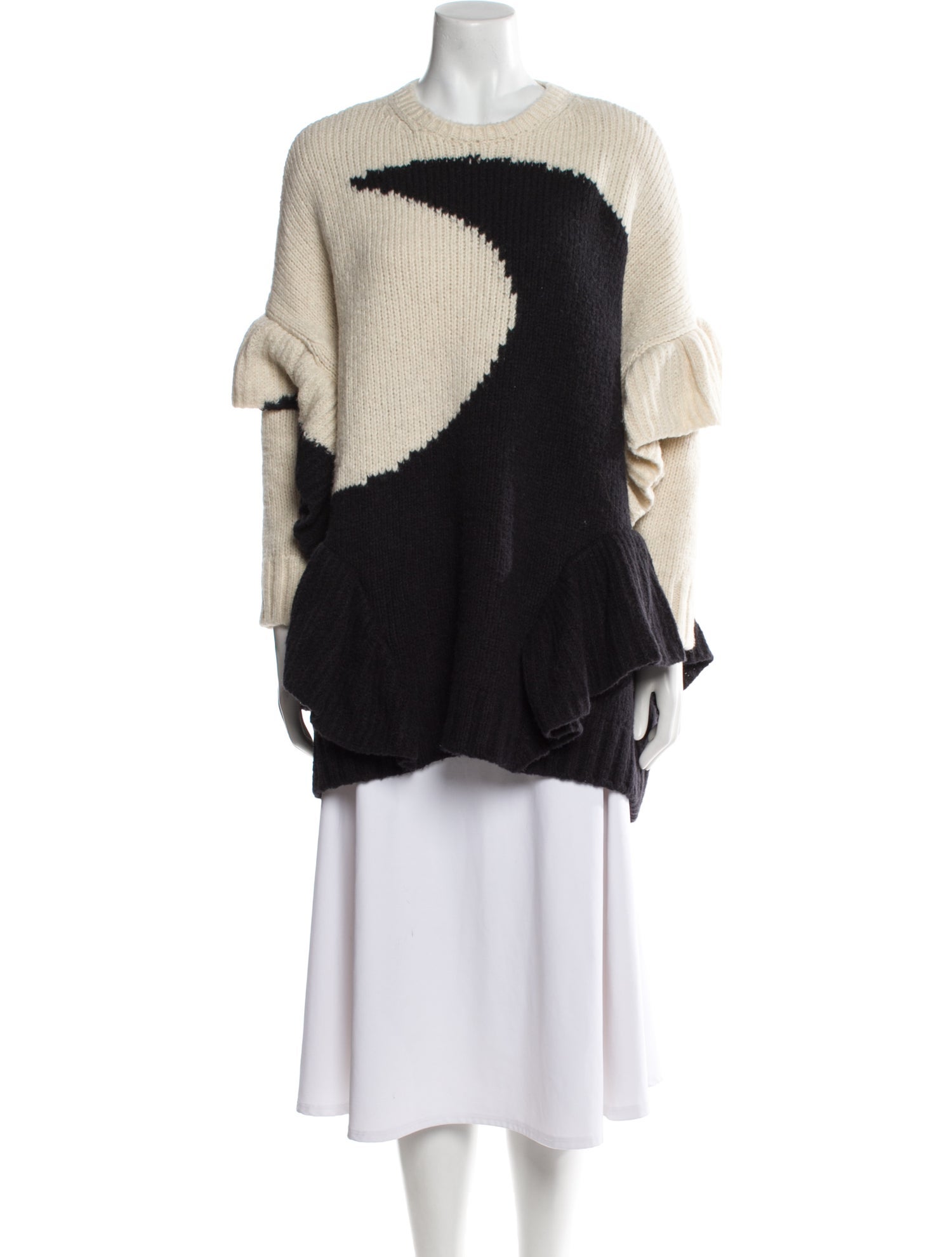 Valentino Colorblock Pattern Scoop Neck Sweater