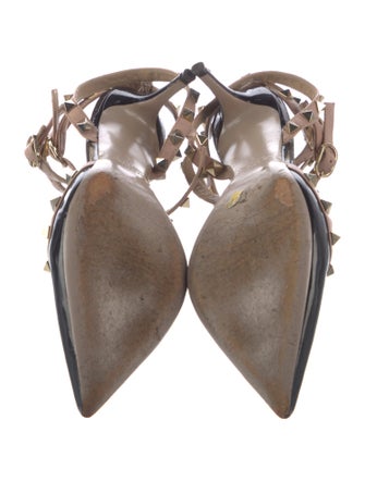 Valentino Rockstud Accents Patent Leather T-Strap Pumps