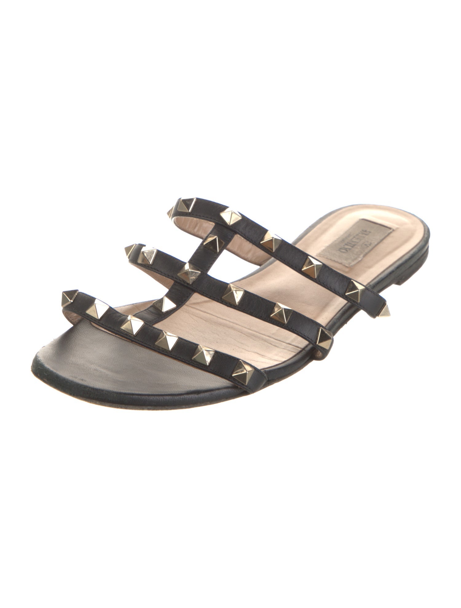 Valentino Leather Studded Accents Slides