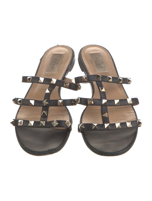 Valentino Leather Studded Accents Slides