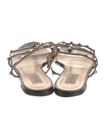 Valentino Leather Studded Accents Slides