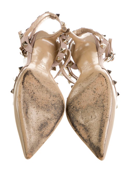 Valentino Rockstud Accents Patent Leather T-Strap Pumps