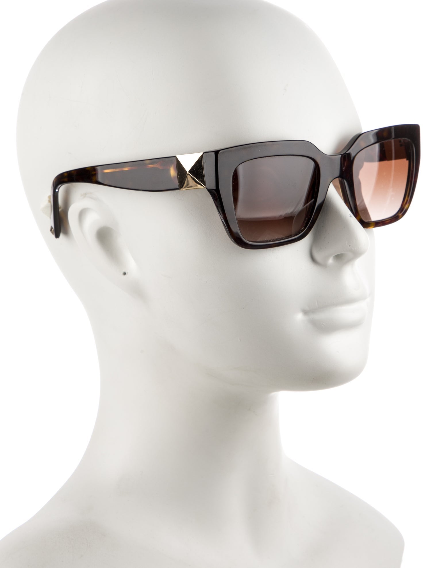 Valentino Rockstud Accents Square Sunglasses - Brown 