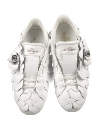 Valentino Leather Ruffle Embellishment Sneakers