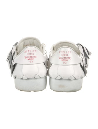 Valentino Leather Ruffle Embellishment Sneakers