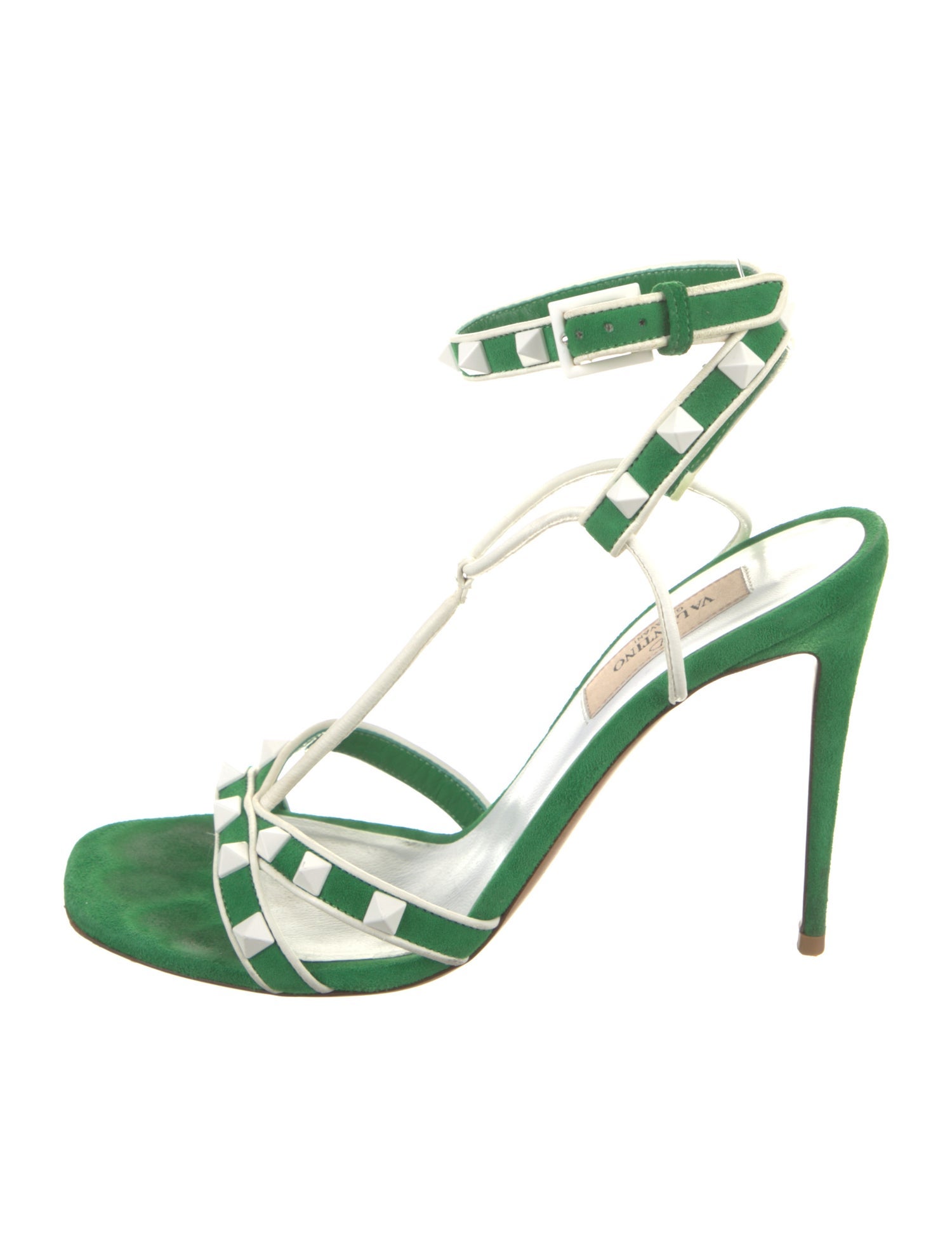 Valentino Rockstud Accents Suede T-Strap Sandals