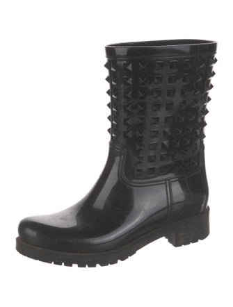 Valentino Rockstud Accents Rubber Rain Boots