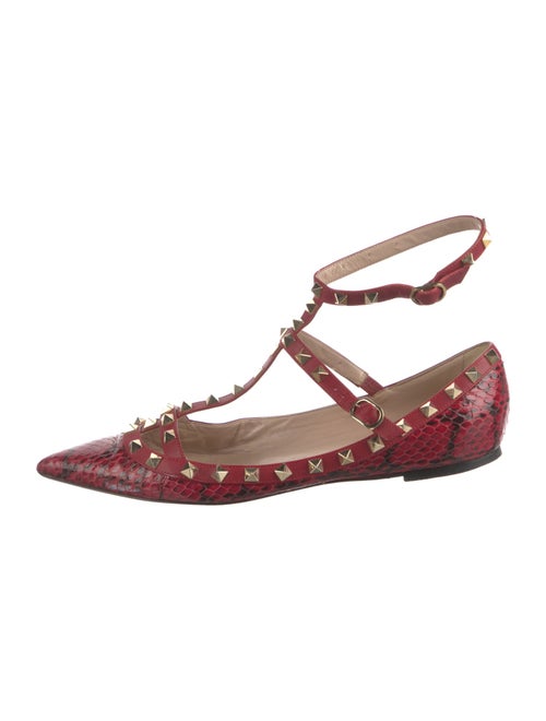 Valentino Rockstud Accents Embossed Leather Ballet Flats