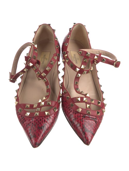 Valentino Rockstud Accents Embossed Leather Ballet Flats