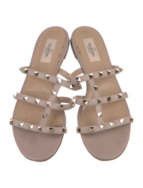 Valentino Rockstud Accents Leather Slides