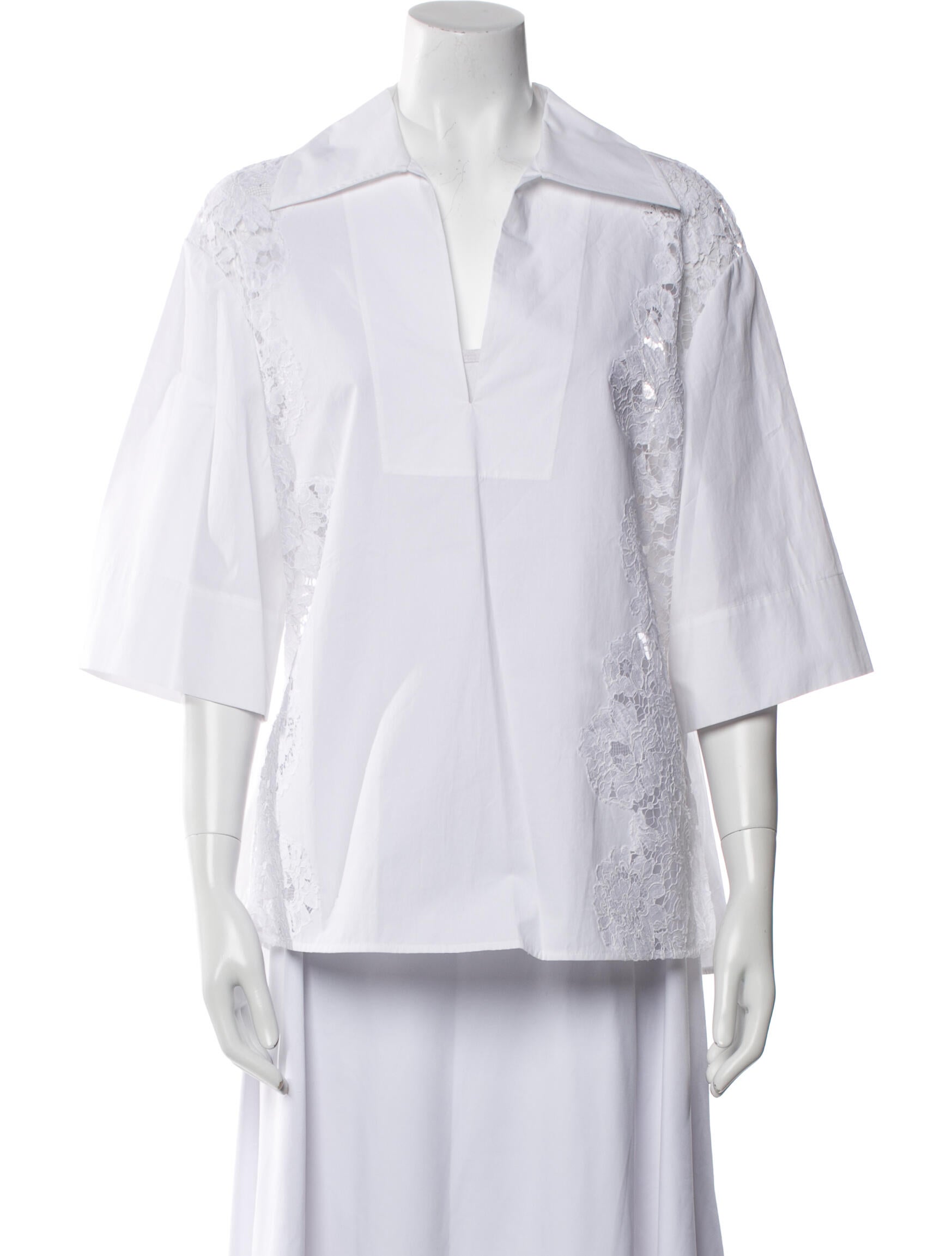 Valentino V-Neck Three-Quarter Sleeve Blouse