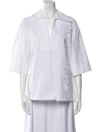 Valentino V-Neck Three-Quarter Sleeve Blouse