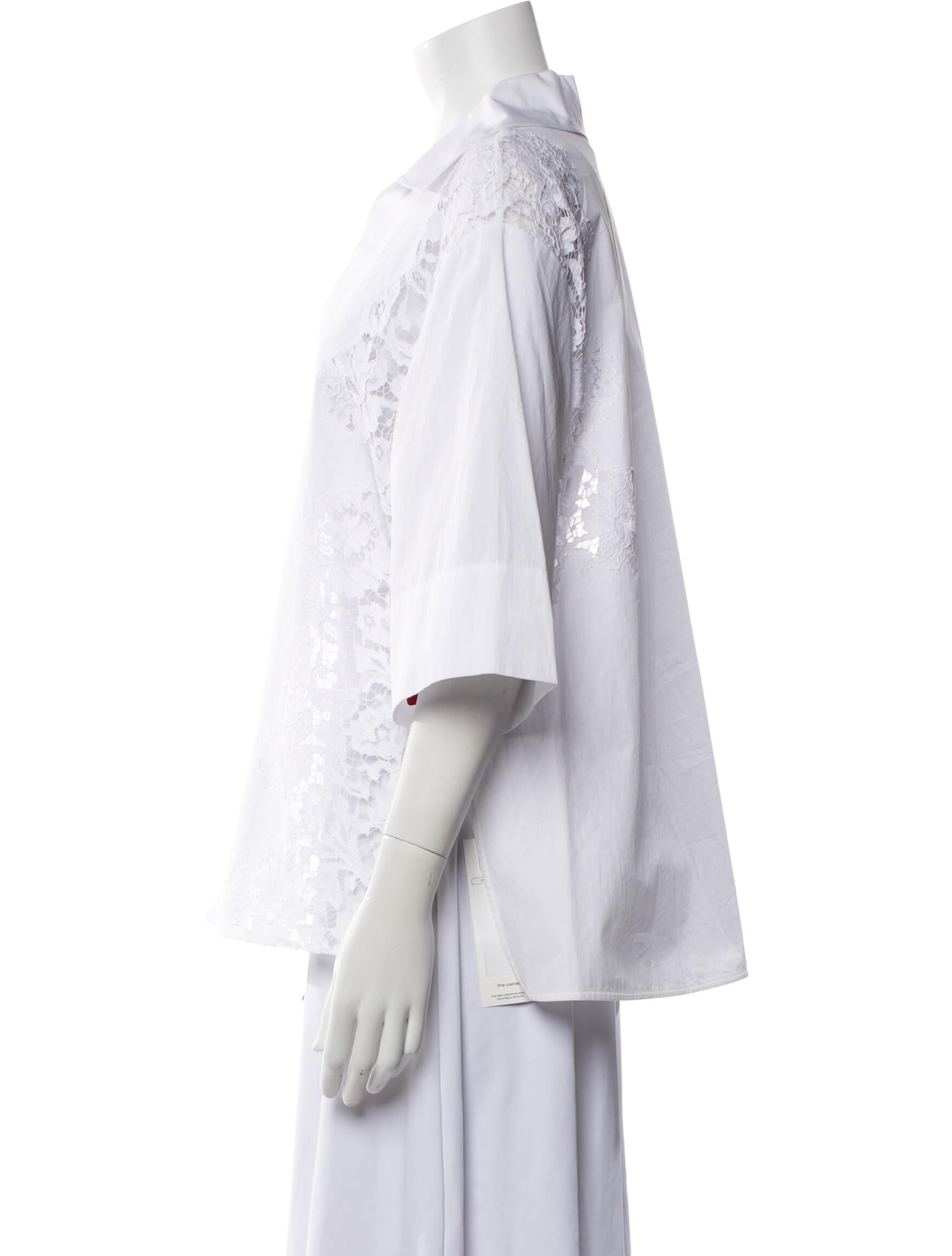 Valentino V-Neck Three-Quarter Sleeve Blouse