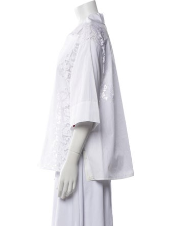 Valentino V-Neck Three-Quarter Sleeve Blouse