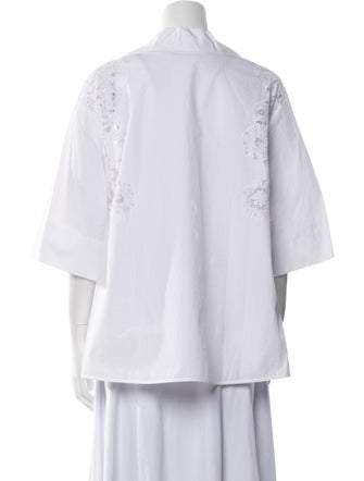 Valentino V-Neck Three-Quarter Sleeve Blouse