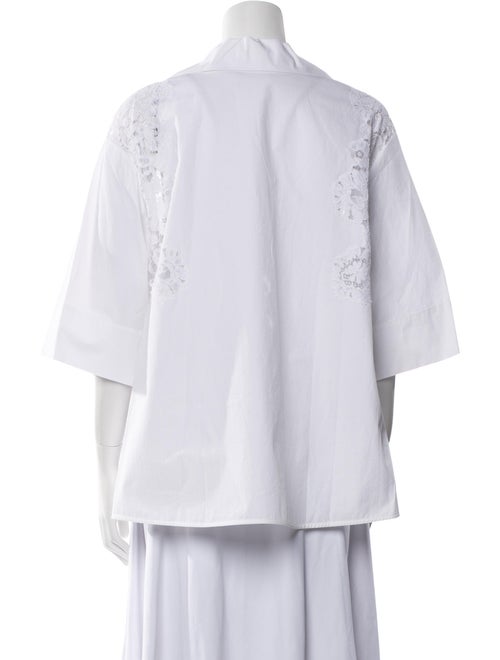 Valentino V-Neck Three-Quarter Sleeve Blouse