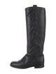 Valentino Leather Fringe Trim Accent Riding Boots