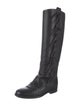 Valentino Leather Fringe Trim Accent Riding Boots