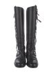 Valentino Leather Fringe Trim Accent Riding Boots