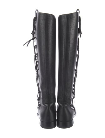 Valentino Leather Fringe Trim Accent Riding Boots