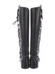 Valentino Leather Fringe Trim Accent Riding Boots