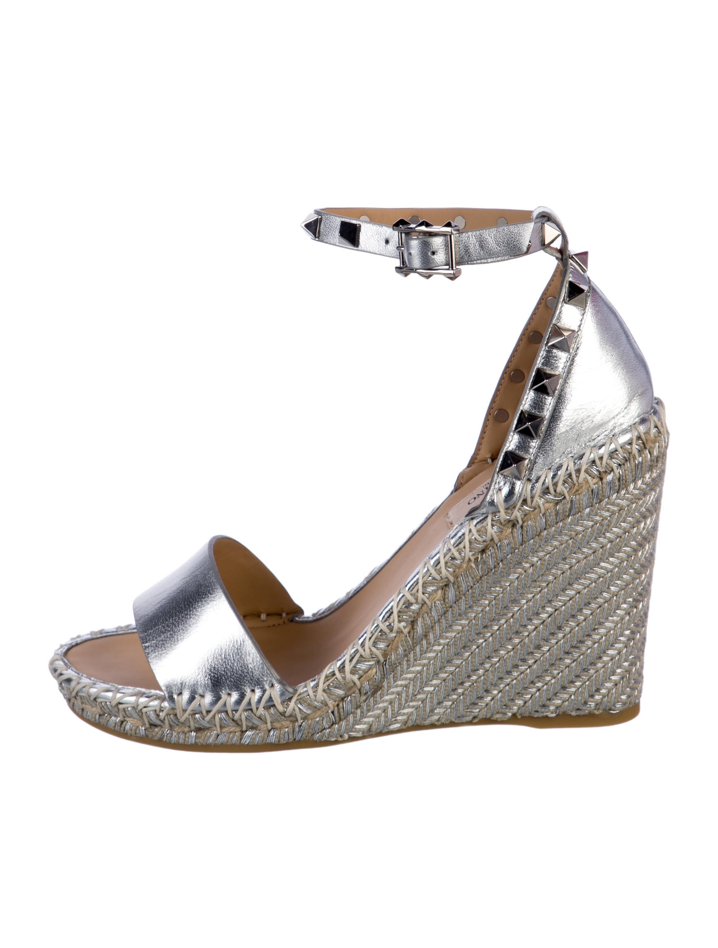 Valentino Rockstud Accents Leather Espadrilles w/ Tags