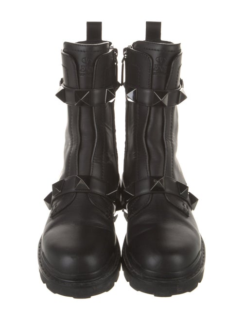 Valentino Rockstud Accents Leather Combat Boots