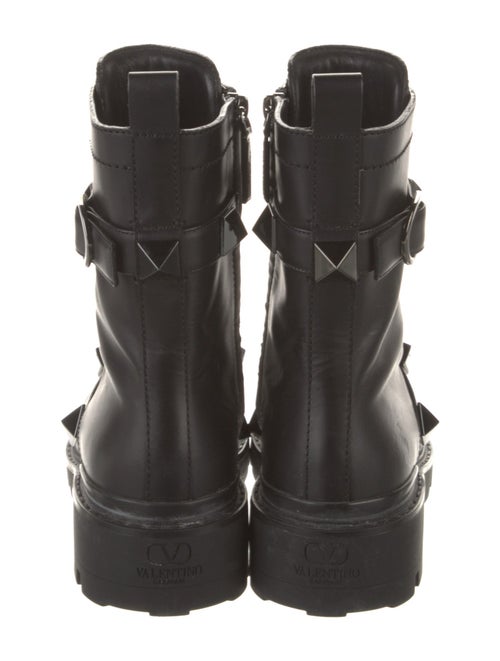Valentino Rockstud Accents Leather Combat Boots