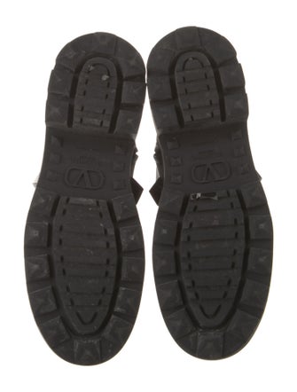 Valentino Rockstud Accents Leather Combat Boots