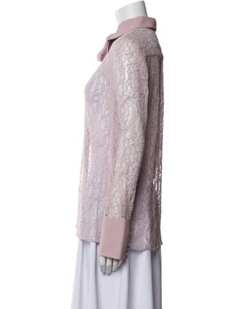 Valentino Lace Pattern Long Sleeve Button-Up Top