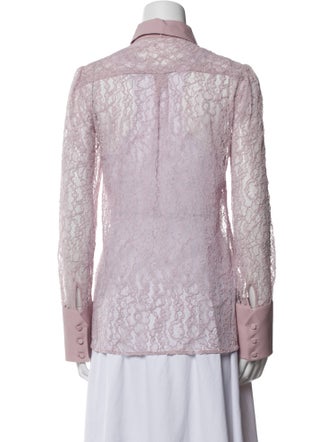 Valentino Lace Pattern Long Sleeve Button-Up Top