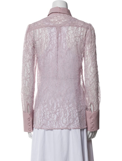 Valentino Lace Pattern Long Sleeve Button-Up Top