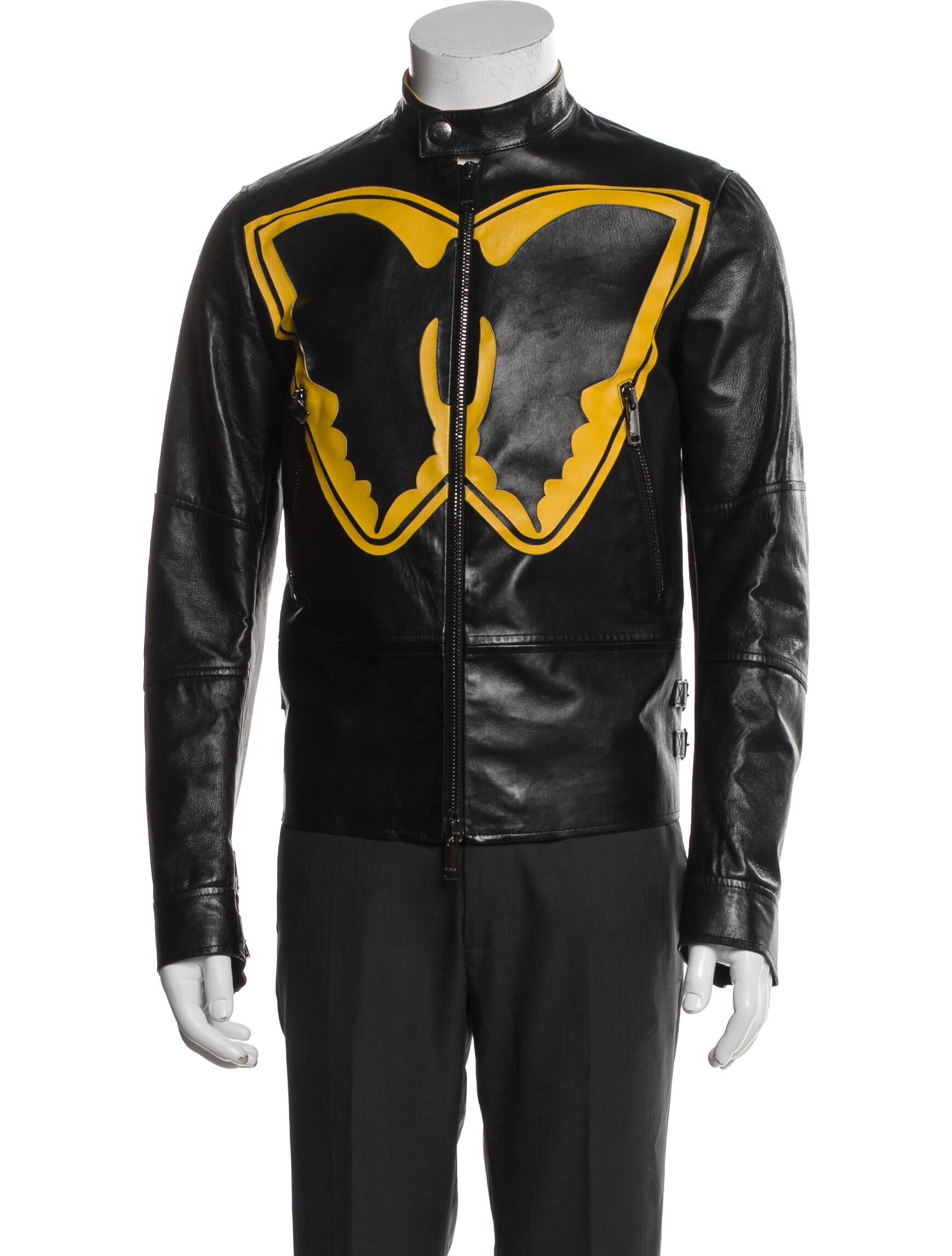 Valentino Lambskin Graphic Print Moto Jacket