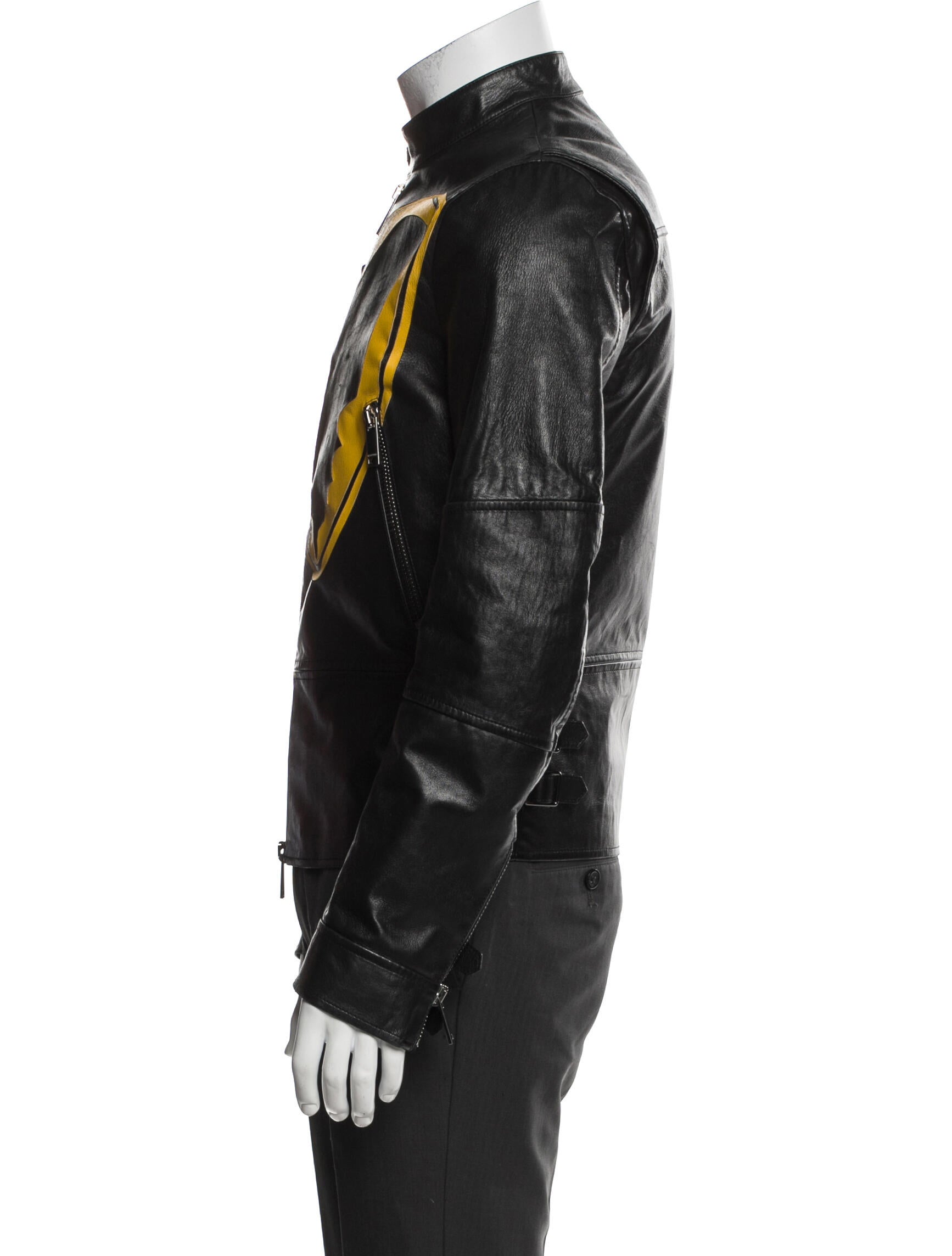 Valentino Lambskin Graphic Print Moto Jacket