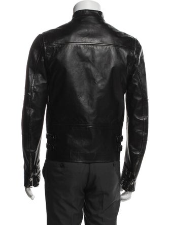 Valentino Lambskin Graphic Print Moto Jacket