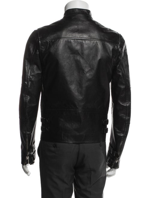 Valentino Lambskin Graphic Print Moto Jacket